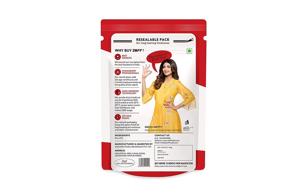Zoff Red Hot Chilli Powder    Pack  100 grams